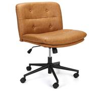 Chaise bureau Criss Cross marron sans accoudoirs pivotante roulettes siège élargi hauteur réglable chaise coiffeuse confortable