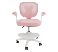 Chaise Bureau Enfant,Chaise Bureau Fille Rose Réglable avec Repose-Pieds | Hauteur 36-46 cm, Accoudoirs 90°, Dossier Maille Ours, 5 Roulettes, Charge 100 kg