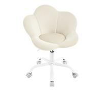 Chaise Bureau Enfant en Forme de Pétale - WOLTU Chaise Pivotante en Velours - Siège Rembourré - Beige