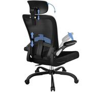 Chaise Bureau Ergonomique - COMHOMA - Noir - Réglable en hauteur - Avec accoudoirs - A roulettes