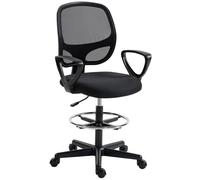 Chaise bureau ergonomique - HOMCOM - repose-pieds, hauteur réglable, soutien lombaire - tissu en maille - 59x58x103-123cm - noir