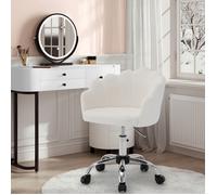 Chaise Bureau Pivotante WOLTU - Fauteuil Coiffeuse Cachemire - Dossier en Pétale - Hauteur Réglable - Crème