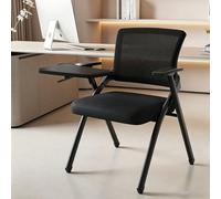 Chaise Bureau Pliante à Roulettes Fauteuil Avec Tablette D'éCriture Chaise ConféRence à Dossier En Maille Design Empilable IdéAle pour Les ConféRences L'Accueil Des Visiteurs Black-Writing Tablet