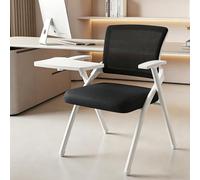 Chaise Bureau Pliante à Roulettes Fauteuil Avec Tablette D'éCriture Chaise ConféRence à Dossier En Maille Design Empilable IdéAle pour Les ConféRences L'Accueil Des Visiteurs White-Writing Tablet