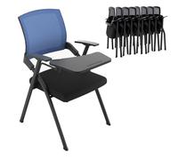 Chaise Bureau Pliante Chaise ConféRence Pliante Avec Accoudoirs Chaises Formation Empilables Dossier En RéSille + Assise RembourréE pour Les SéMinaires Et Les Salles lue with Writing Tablet 8