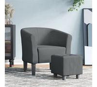 vidaXL Fauteuil Cabriolet avec Repose-Pied, Chaise avec Accoudoirs, Canapé avec Dossier, Siège Rembourré Salon Chambre, Gris Foncé Tissu