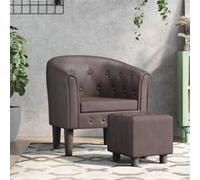 vidaXL Fauteuil Cabriolet avec Repose-Pied, Chaise avec Accoudoirs, Canapé avec Dossier, Siège Rembourré Salon Chambre, Moderne, Marron Similicuir