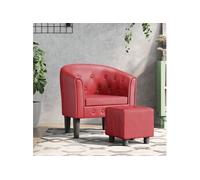 vidaXL Fauteuil cabriolet avec repose-pied siège rembourré similicuir rouge bordeaux