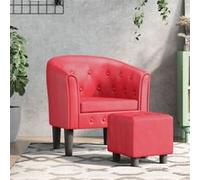 vidaXL Fauteuil cabriolet avec repose-pied, accoudoirs, siège rembourré – Rouge similicuir