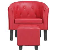 Chaise cabriolet avec repose-pied - vidaXL - Similicuir - Rouge - 70x56x68 cm - Repose-pied 31x31x32 cm