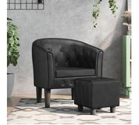 Chaise cabriolet et accoudoir - Fauteuil simple - Pour salon,avec repose-pied noir similicuir DÉCOSHOP 412334 2 ans garantie