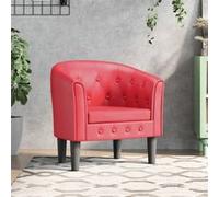 vidaXL Fauteuil cabriolet – Chaise avec accoudoirs, siège rembourré – Rouge similicuir