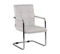 Chaise Cantilever Gandia en similicuir , Blanc /Chrome