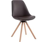 CLP Chaise Scandinave Calais Similicuir Pieds Bois De Hêtre Ronds I Chaise Pivotante avec Dossier I Chaise Design Retro, Couleur:Marron, Couleur du Cadre:Natura