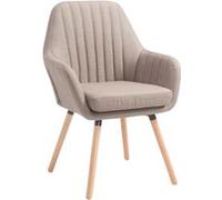 CLP Chaise De Salle A Manger Florian en Tissu I Sičge Rembourrés I Chaise Visiteur avec Design Retro Et Accoudoirs Pieds en Bois, Couleur:Taupe, Couleur du Cadre:Natura