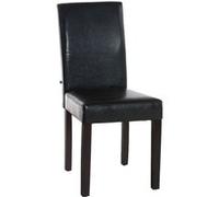 CLP Chaise de salle à manger INA – Similicuir, siège rembourré, dossier et pieds en bois – Marron