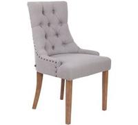 CLP Trading GmbH Chaise Aberdeen – Tissu, rembourrage épais, piètement hévéa – Gris, H. 92 cm