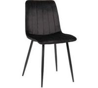 CLP Chaise De Salle A Manger Dijon en Tissu Ou Velours I Chaise avec Surface D'assise Matelassée Pieds en Metal I Charge Max.150 Kg, Couleur:Noir, Matériel:Velours