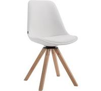 CLP Chaise Scandinave Calais en Similicuir I Pieds Bois De Hêtre Carrés I Chaise Pivotante avec Dossier I Chaise Design Retro, Couleur:Blanc, Couleur du Cadre:Natura