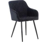 Chaise de Salle à Manger Retro Shila - CLP - Avec Accoudoirs - Tissu - Pieds en Métal - Noir