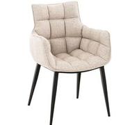 CLP Chaise Tirana – Tissu ivoire, accoudoirs, surface matelassée, piètement métal noir