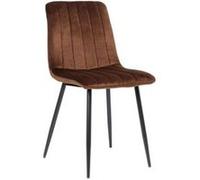 CLP Chaise de salle à manger Dijon – velours marron, assise matelassée, pieds métal, 150 kg