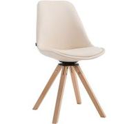 Chaise Scandinave Calais en Similicuir I Pieds Bois De Hêtre Carrés I Chaise Pivotante avec Dossier I Chaise Design Retro, Couleur:crème, Couleur du Cadre:Natura