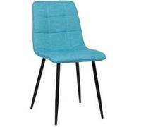 Chaise de Salle à Manger - CLP - Tilde - Tissu ou Velours - Piètement en métal noir - Turquoise