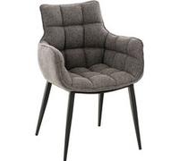 CLP Chaise de salle à manger Tirana en tissu, accoudoirs – Gris Titan, cadre Noir