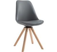 Chaise Scandinave Calais en Similicuir I Pieds Bois De Hêtre Carrés I Chaise Pivotante avec Dossier I Chaise Design Retro, Couleur:Gris, Couleur du Cadre:Natura
