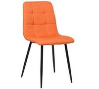 Chaise de Salle à Manger Tilde en Tissu ou Velours - CLP - Vintage - Orange - Piètement en métal noir