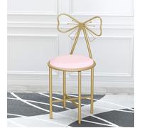 Chaise Coiffeuse Chambre Velours - Tabouret Coiffeuse Rose et Doré en Fer et Velours 40x40x85cm Idéal pour Salon Spa Café Pub