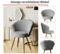 Chaise coiffeuse en velours avec pieds en métal doré-Chaise coquillage adulte,idéale pour la chambre XJING(grise 42x40x80cm）