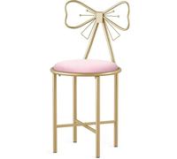 Chaise Coiffeuse - Noname - Velours Rose - Métal Doré - 40x40x86cm - Design Contemporain