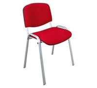 Chaise conférence empilable rouge piétement alu