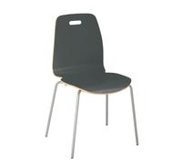 Chaise coque bois piétement tube métal grise