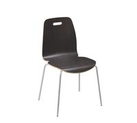 Chaise coque bois piétement tube métal wengué