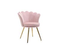 Fauteuil coquillage - HOMCOM - chaise coiffeuse velours pieds métal doré salon chambre - velours - rose poudré