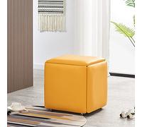 Chaise cube empilable 5 en 1 avec roulettes imitation PU Petit tabouret carré repose-pieds pour salon et salle à manger Tabourets gigognes polyvalents 45 x 45 x 45 cm