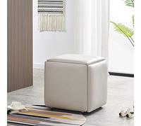 Chaise cube empilable 5 en 1 imitation polyuréthane avec roulettes - Petits tabourets carrés pour salon et salle à manger - Tabourets gigognes multifonctions 45 x 45 x 45 cm