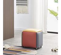 Chaise cube empilable 5 en 1 imitation PU Petit repose-pieds avec roulettes pour salon et salle à manger Tabourets gigognes polyvalents 45 x 45 x 45 cm