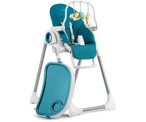 Chaise d'allaitement avec table, fauteuil inclinable Belo bleu foncé + bandeau avec jouets
