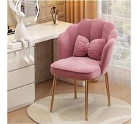 Chaise d'appoint en velours glamour rose rouge avec pieds en métal - Design élégant de coquillage, parfaite pour lire et se détendre, décoration d'intérieur élégante (42 x 40 x 45 cm)