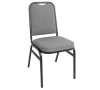 Chaise de banquet avec dossier carré et tissu gris x 4 Gris G