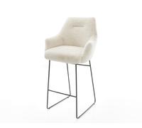 Chaise-de-bar Alja-Flex Peluche Crème-blanc Pied trapèze noir Noir Ressort ensaché