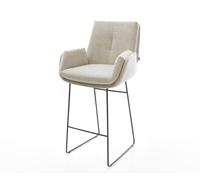 Chaise-de-bar Clea-Flex Tissu tissé doux Beige Pied trapèze noir Noir