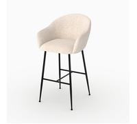 Chaise de bar en tissu blanc chiné 76 cm - Socky - Maison Pavane