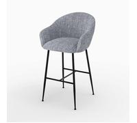 Chaise de bar en tissu gris chiné 76 cm - Socky - Maison Pavane