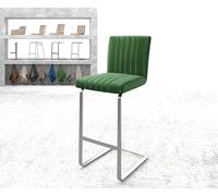 Chaise-de-bar Luiga-Flex velours vert chaise cantilever acier plat inoxydable