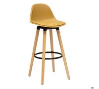 Chaise de bar ""Maxon"" en hêtre & métal H92,5cm jaune ocre - Atmosphera Créateur d'intérieur